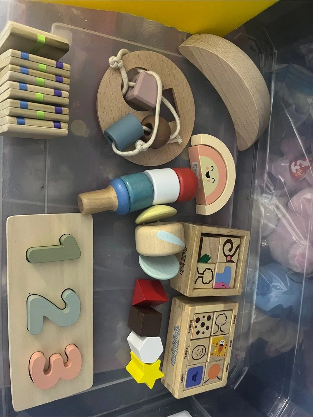 Wooden Educational Toy Set - Pastel Multicolor Learning Blocks, shapes, 561